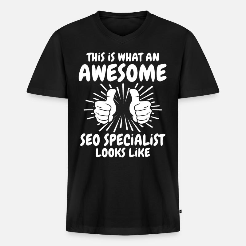 SEO Manager - Männer Premium Bio T-Shirt mit V-Ausschnitt - Schwarz
