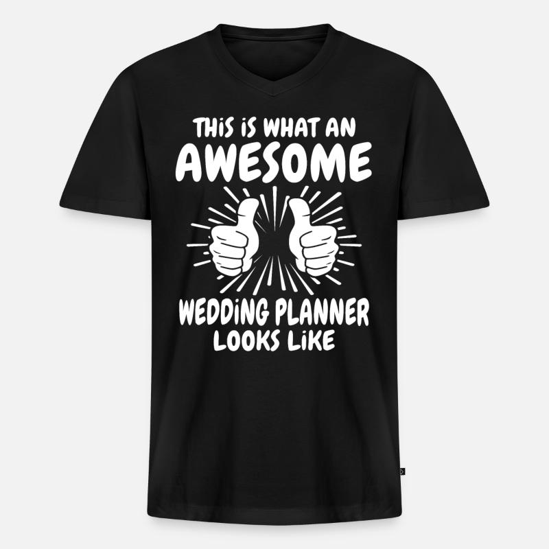 Hochzeitsplaner - Männer Premium Bio T-Shirt mit V-Ausschnitt - Schwarz