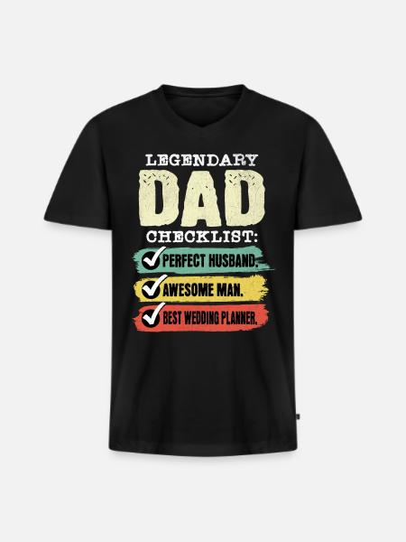 Dad Wedding Planner Father's Day - Men's Premium Organic T-shirt with V-neck - black