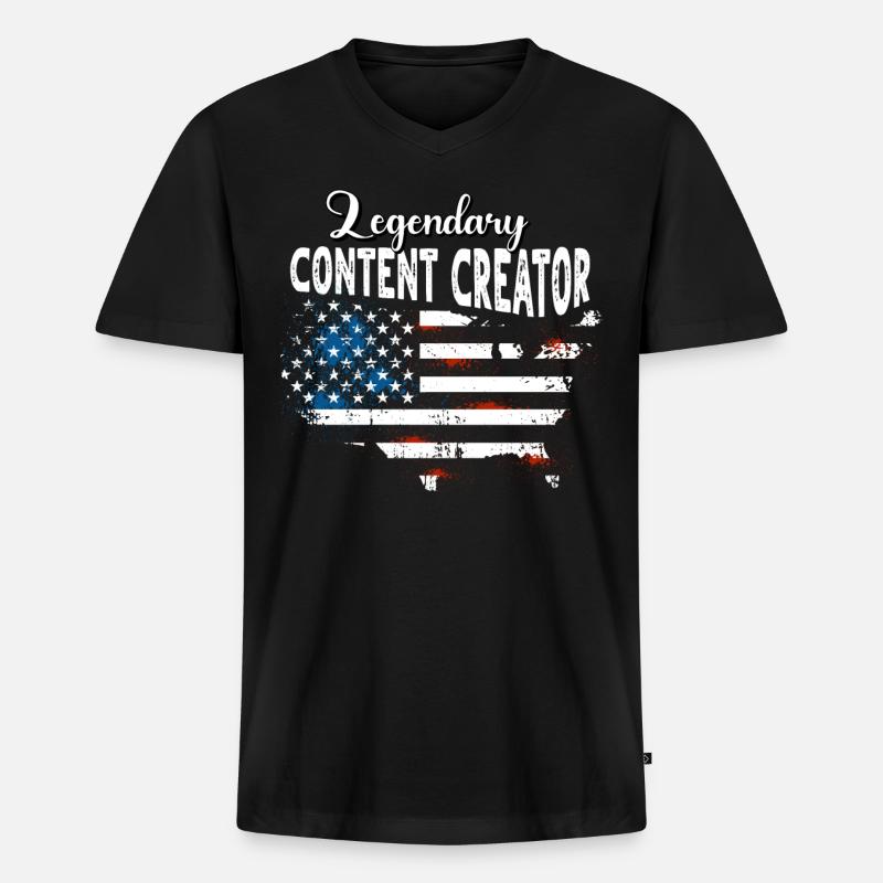 Content Creator US - Männer Premium Bio T-Shirt mit V-Ausschnitt - Schwarz