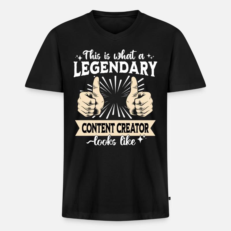 Legendärer Content Creator - Männer Premium Bio T-Shirt mit V-Ausschnitt - Schwarz