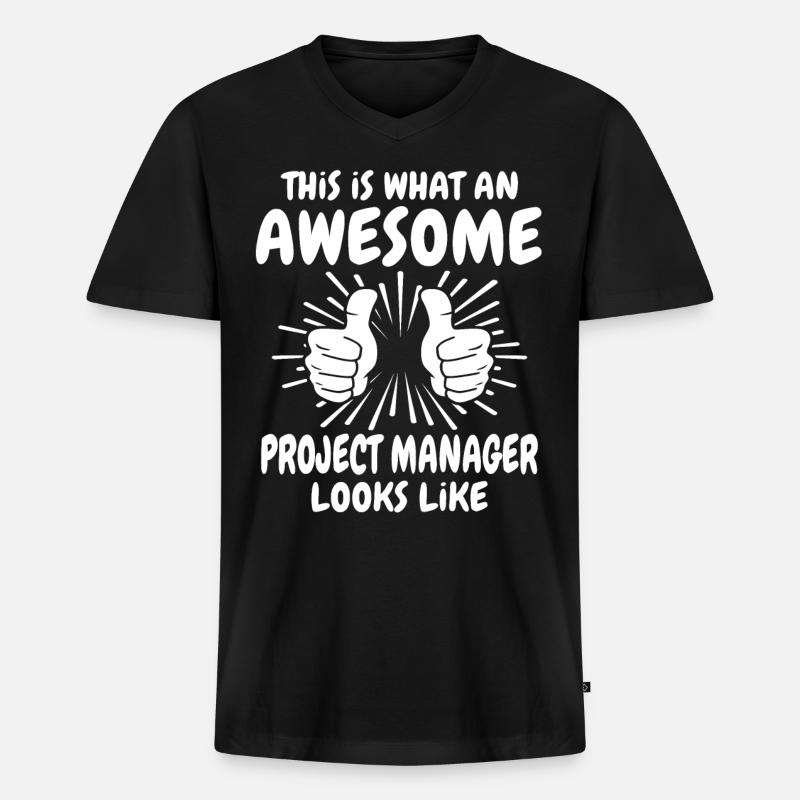 Projektmanager - Männer Premium Bio T-Shirt mit V-Ausschnitt - Schwarz