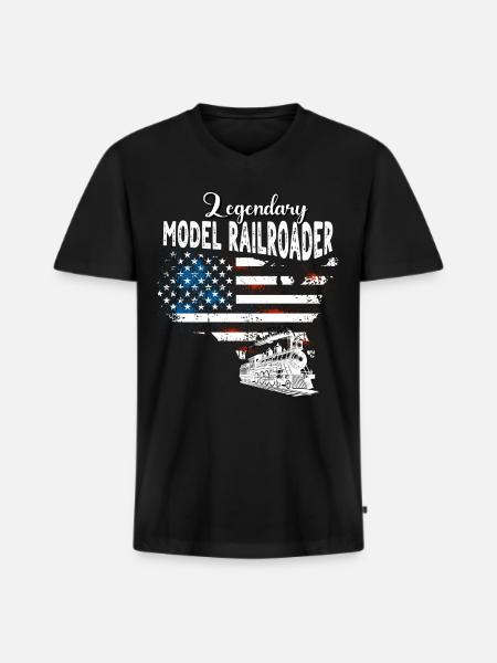 Model Railroader US - Men's Premium Organic T-shirt with V-neck - black