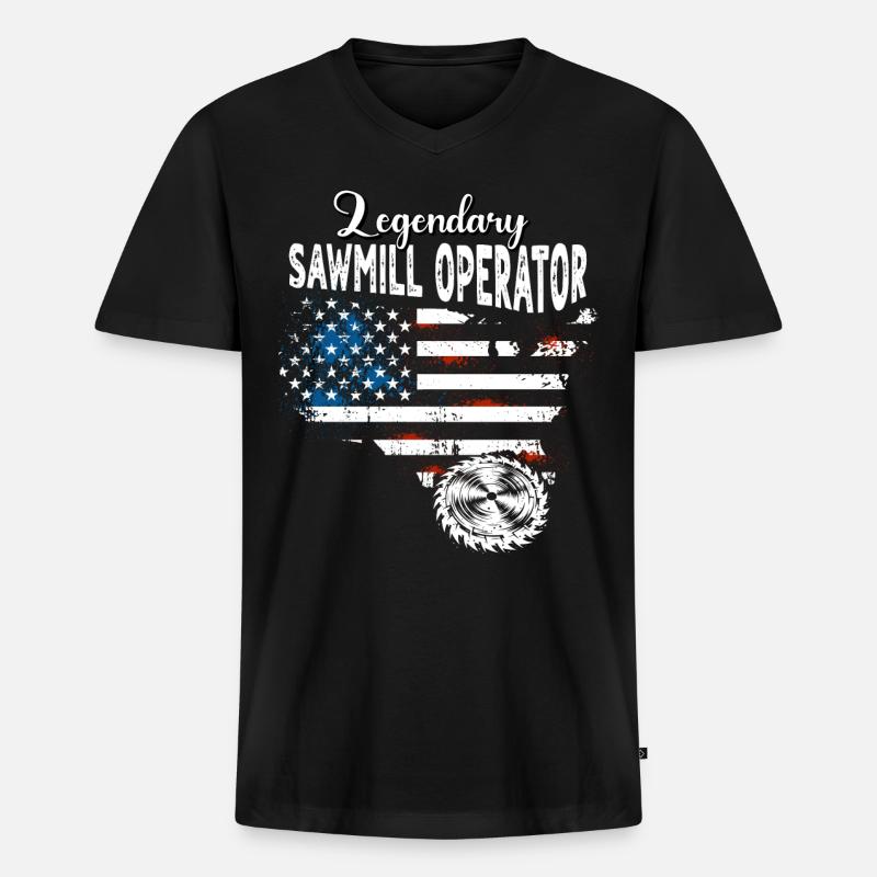 Sägewerksarbeiter US - Männer Premium Bio T-Shirt mit V-Ausschnitt - Schwarz