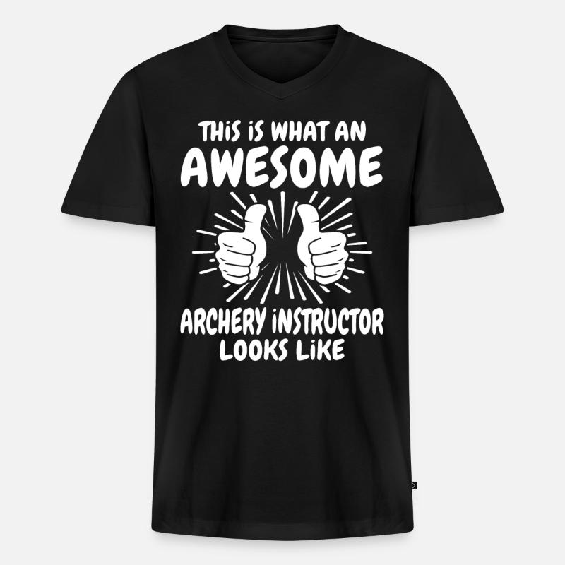 Trainer Bogenschiessen - Männer Premium Bio T-Shirt mit V-Ausschnitt - Schwarz