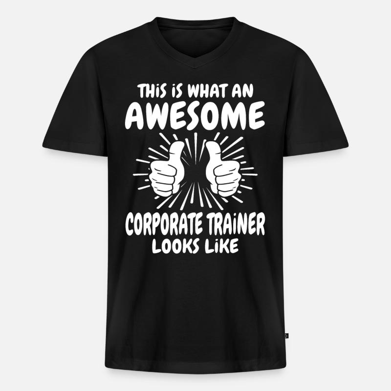 Mitarbeitercoach - Männer Premium Bio T-Shirt mit V-Ausschnitt - Schwarz