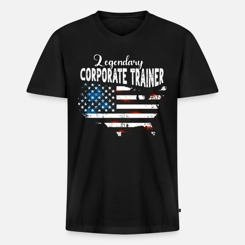 Mitarbeitercoach US - Männer Premium Bio T-Shirt mit V-Ausschnitt - Schwarz