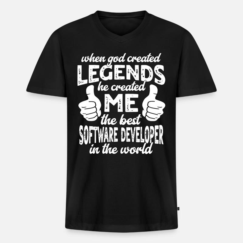 Bester Software Entwickler Legende - Männer Premium Bio T-Shirt mit V-Ausschnitt - Schwarz