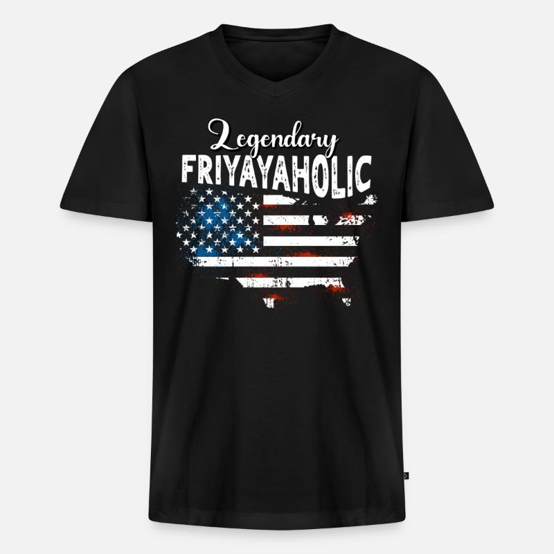 Friyayaholic US - Männer Premium Bio T-Shirt mit V-Ausschnitt - Schwarz
