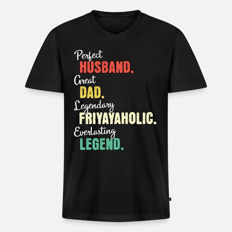Friyayaholic Papa - Männer Premium Bio T-Shirt mit V-Ausschnitt - Schwarz