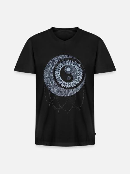 Moon and Sun Mandala - Men's Premium Organic T-shirt with V-neck - black