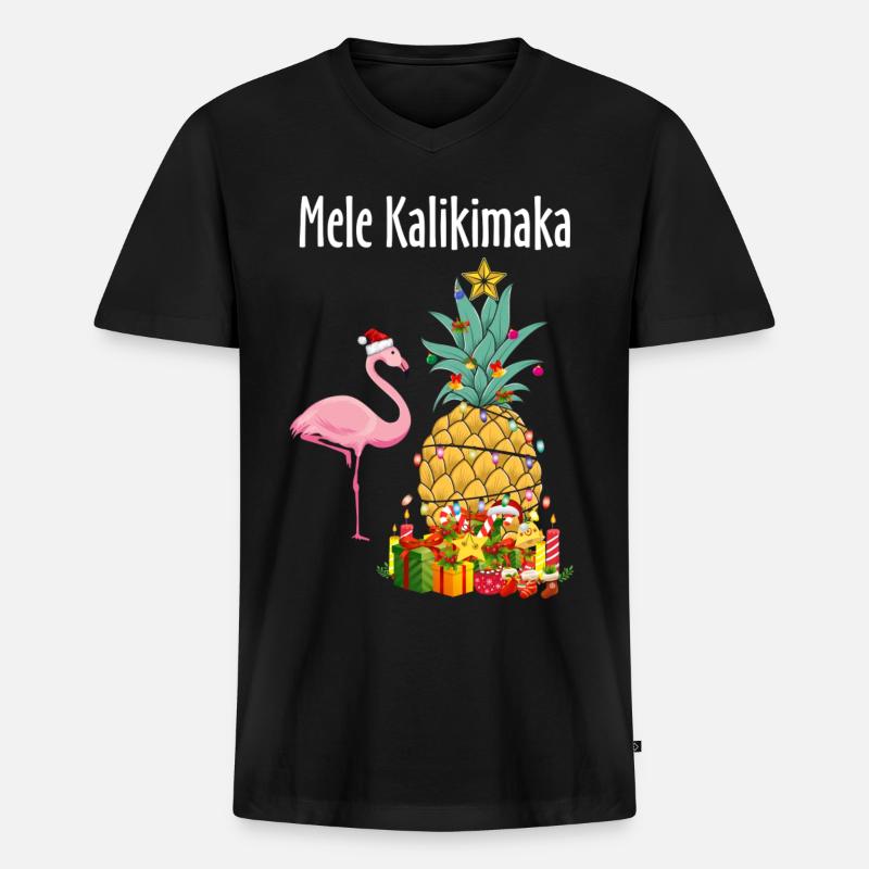 Mele Kalikimaka - Männer Premium Bio T-Shirt mit V-Ausschnitt - Schwarz