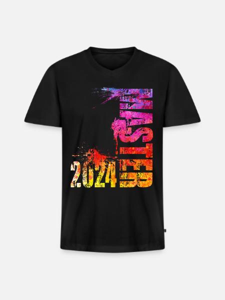 Master 2024 - Männer Premium Bio T-Shirt mit V-Ausschnitt - Schwarz
