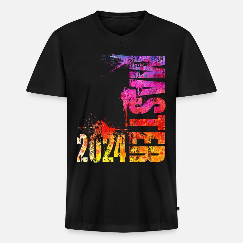 Master 2024 - Männer Premium Bio T-Shirt mit V-Ausschnitt - Schwarz