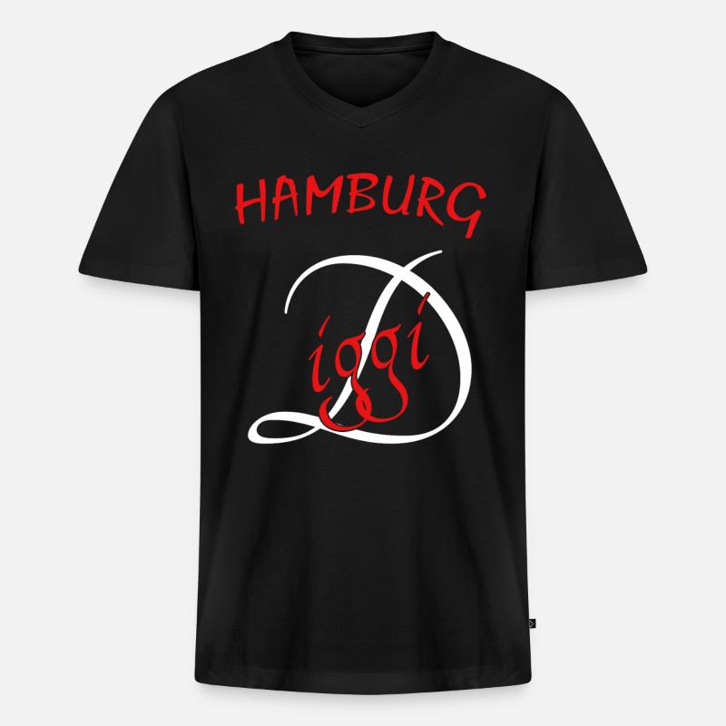 Hamburg - Männer Premium Bio T-Shirt mit V-Ausschnitt - Schwarz