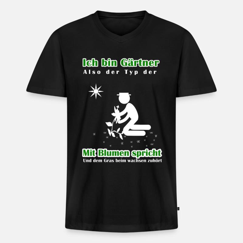 Ich bin Gärtner - Männer Premium Bio T-Shirt mit V-Ausschnitt - Schwarz