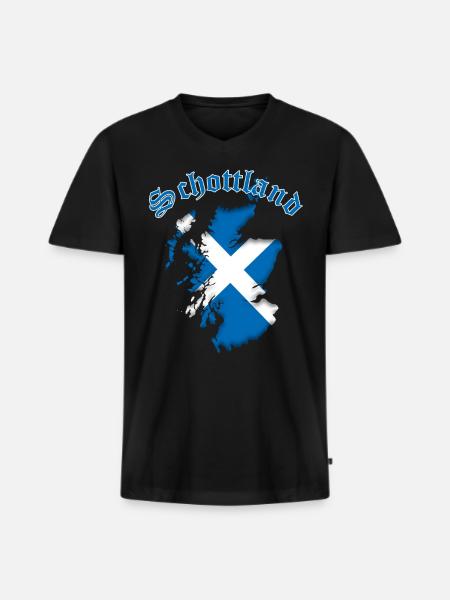Scotland map outline flag - Men's Premium Organic T-shirt with V-neck - black