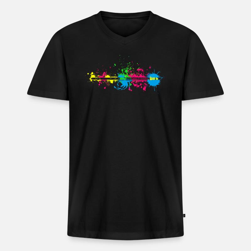 Flöte Querflöte Musiker Geschenke - Männer Premium Bio T-Shirt mit V-Ausschnitt - Schwarz