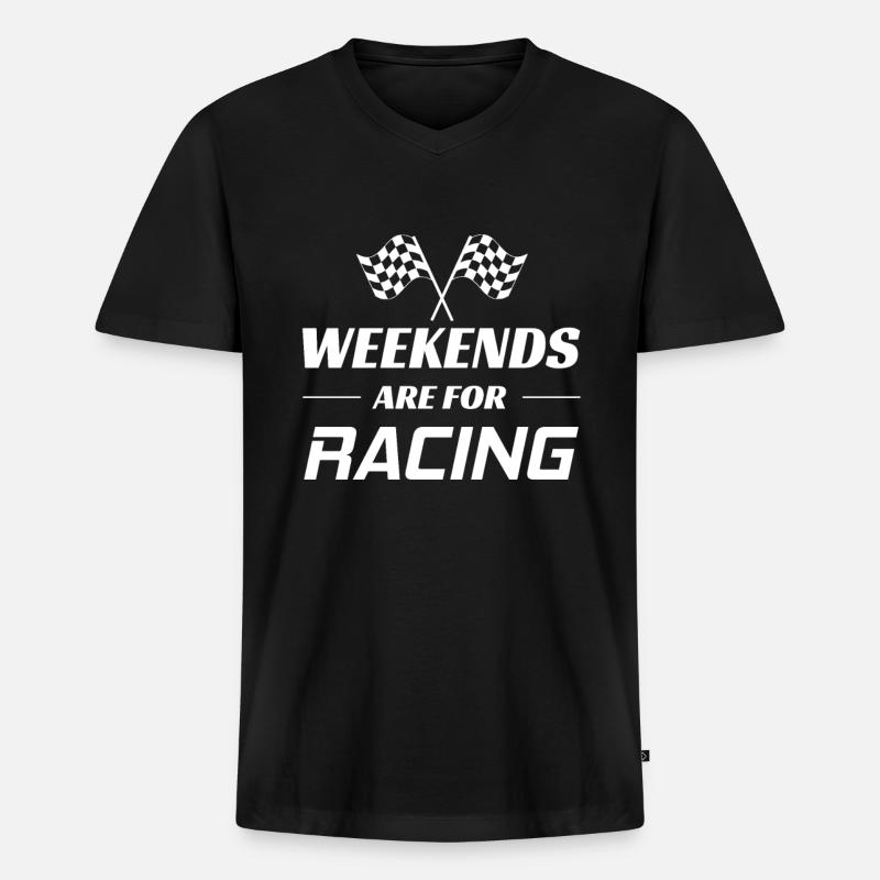 Autorennen - Männer Premium Bio T-Shirt mit V-Ausschnitt - Schwarz