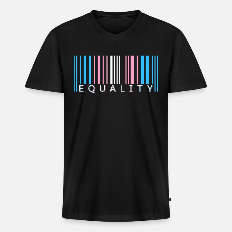 Transgender Barcode Trans Pride Geschenk - Männer Premium Bio T-Shirt mit V-Ausschnitt - Schwarz