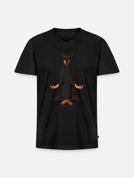 Meditating Manchester Terrier Dog - Men's Premium Organic T-shirt with V-neck - black
