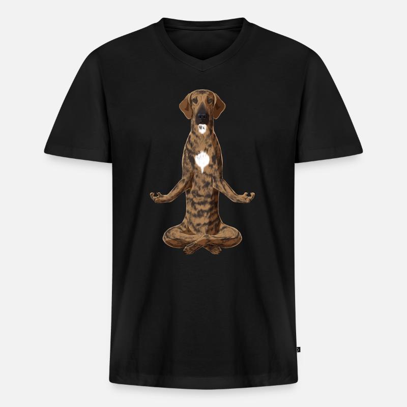 Meditierender Plott Hound Hund - Männer Premium Bio T-Shirt mit V-Ausschnitt - Schwarz