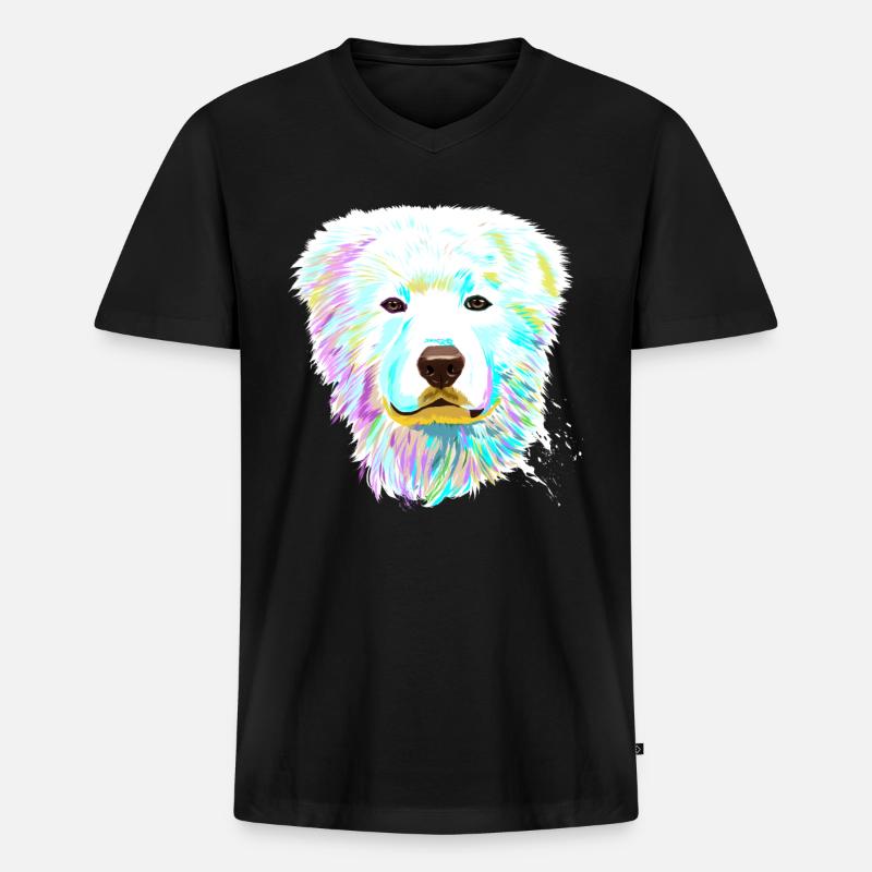 Splash MaremmenAbruzzenSchäferhund Hund - Männer Premium Bio T-Shirt mit V-Ausschnitt - Schwarz