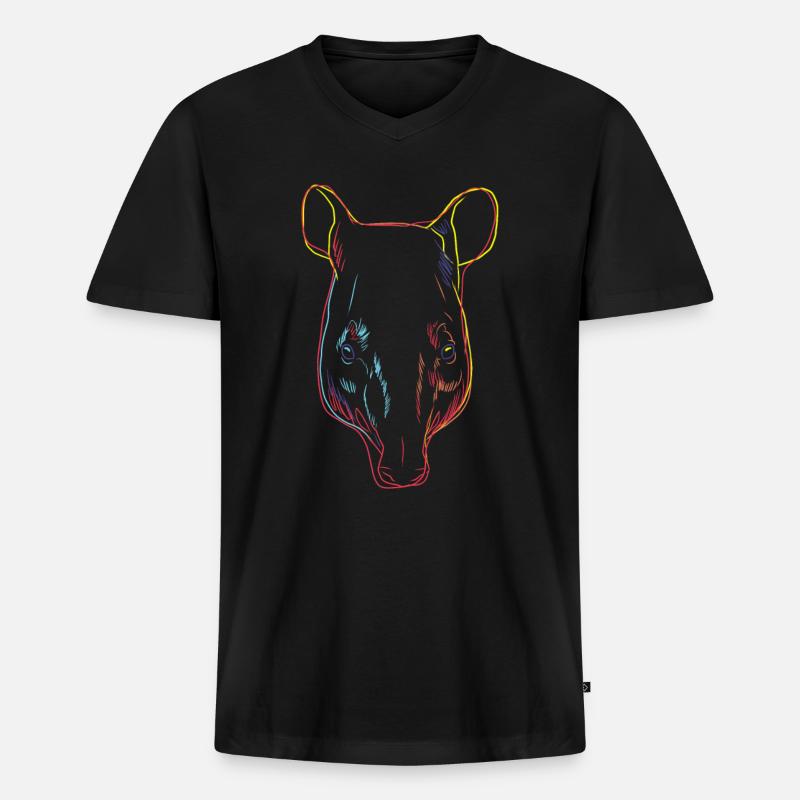 Bunte Tapire Geschenkidee - Männer Premium Bio T-Shirt mit V-Ausschnitt - Schwarz