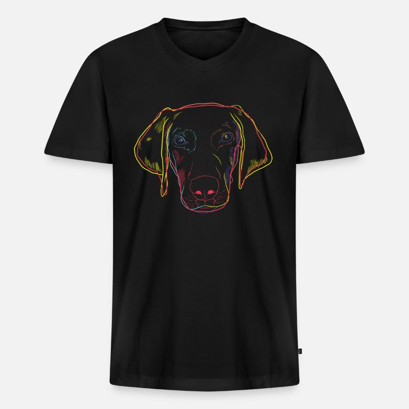 Bunter Weimaraner Hund - Männer Premium Bio T-Shirt mit V-Ausschnitt - Schwarz