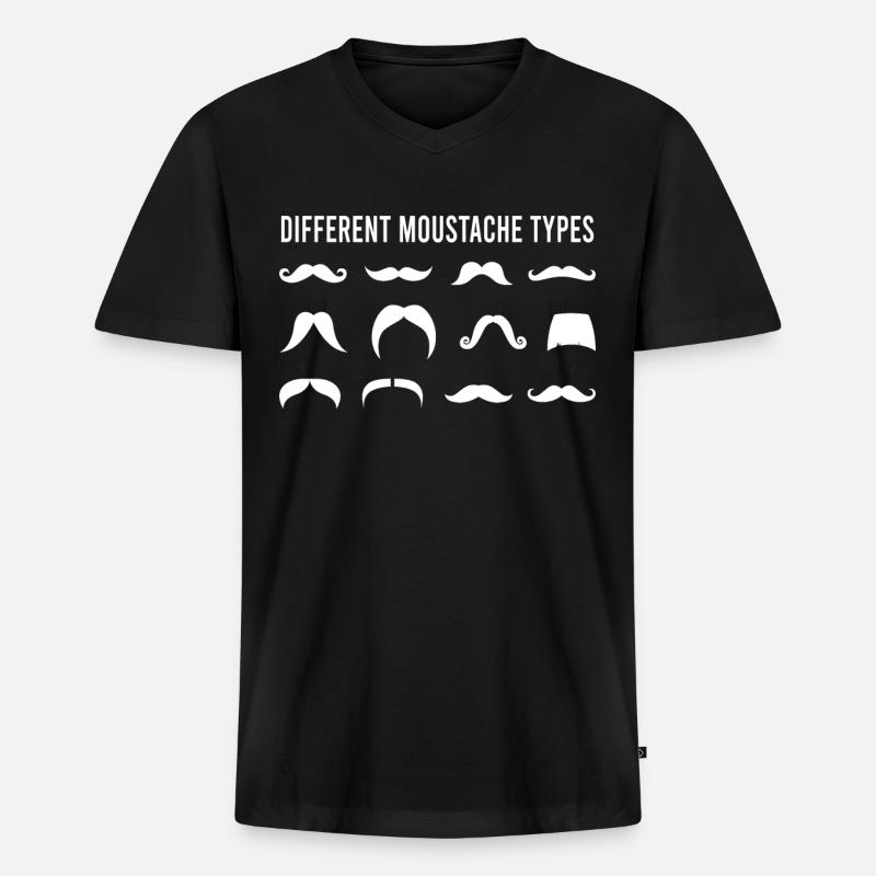 Schnurrbart Schnauzer Oberlippenbart - Männer Premium Bio T-Shirt mit V-Ausschnitt - Schwarz