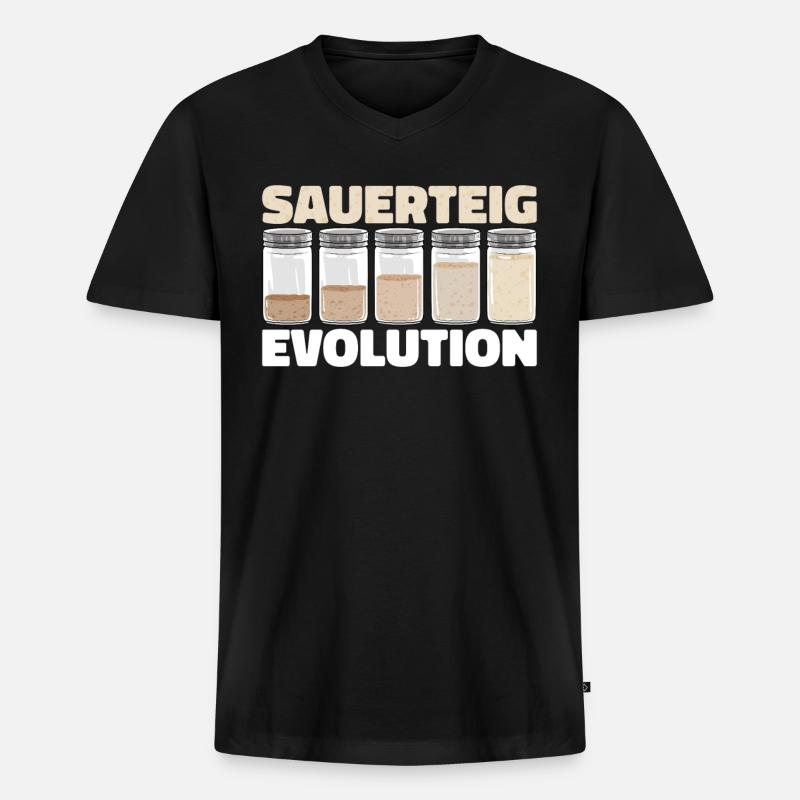 Bäcker Bäckerei Pan Sauerteig Evolution - Männer Premium Bio T-Shirt mit V-Ausschnitt - Schwarz