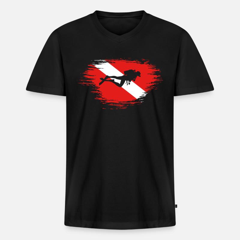 Scuba Diving Diver Down Flagge - Männer Premium Bio T-Shirt mit V-Ausschnitt - Schwarz