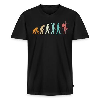 Évolution du nudisme naturiste - T-shirt encolure en V Premium bio Homme - noir - Devant - Nico (187cm)