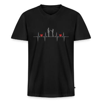 Se marier Petit ami Petite amie Mariage Amour Mariage - T-shirt encolure en V Premium bio Homme - noir - Devant - Nico (187cm)