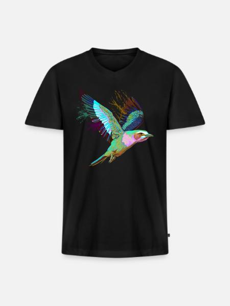 Fliegender Splash Gabelracke Vogel - Männer Premium Bio T-Shirt mit V-Ausschnitt - Schwarz
