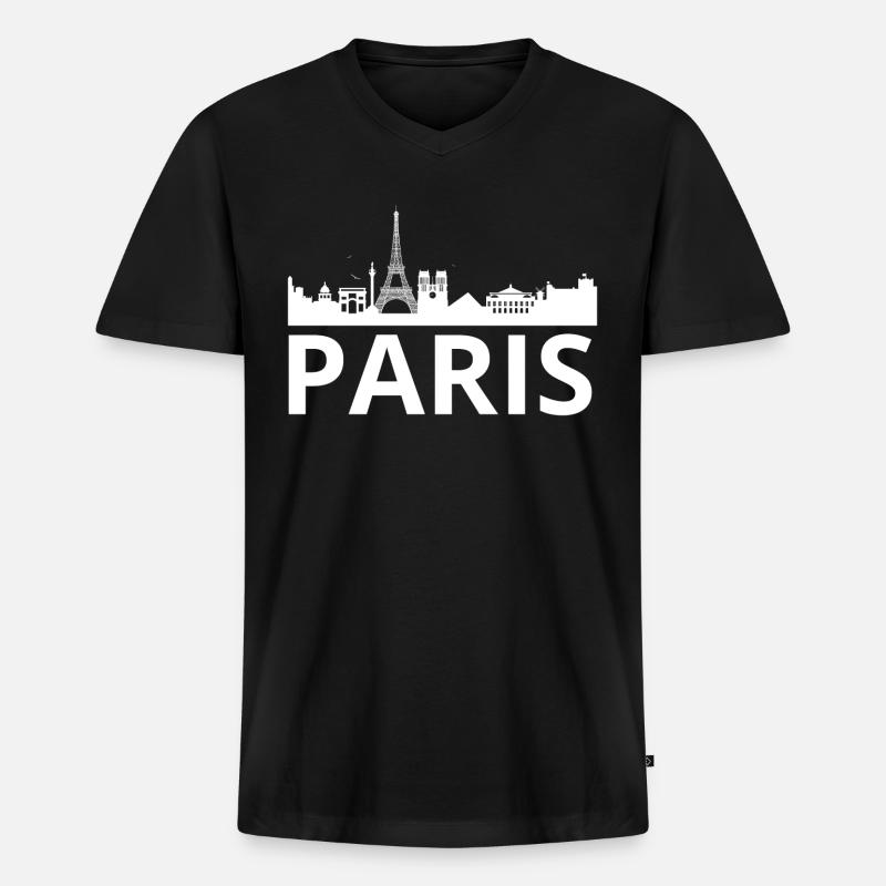 Paris Skyline Eiffel Louvre frankreich - Männer Premium Bio T-Shirt mit V-Ausschnitt - Schwarz