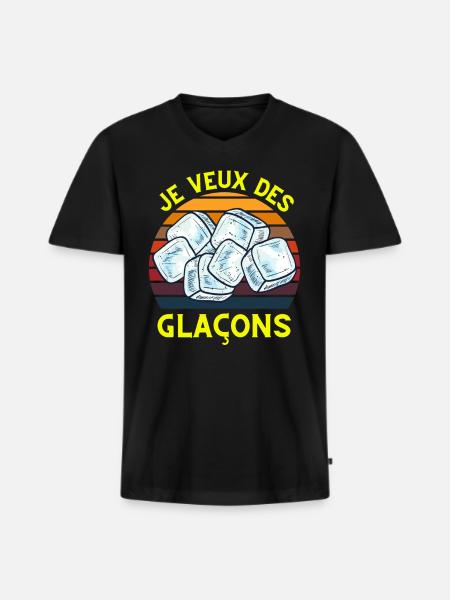 Je veux des glaçons - T-shirt encolure en V Premium bio Homme - noir