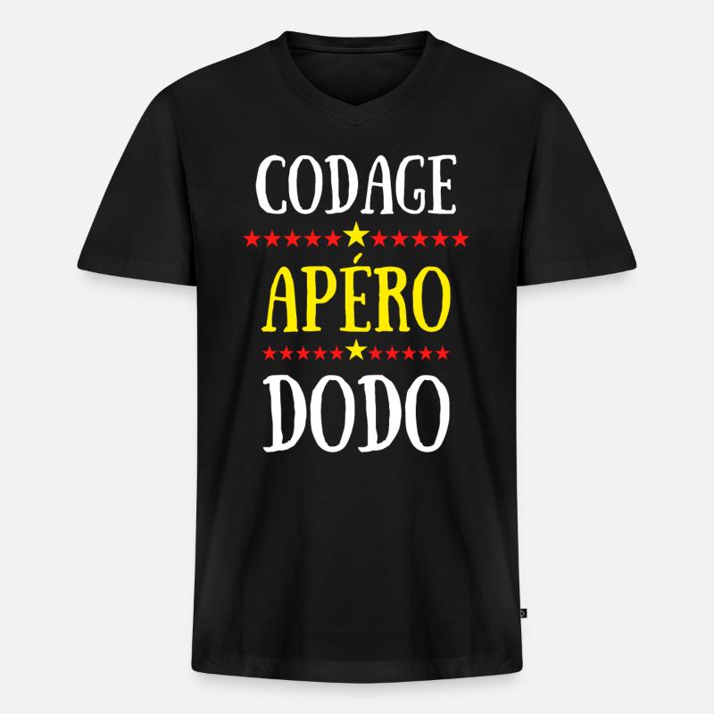 codage apéro dodo - T-shirt encolure en V Premium bio Homme - noir