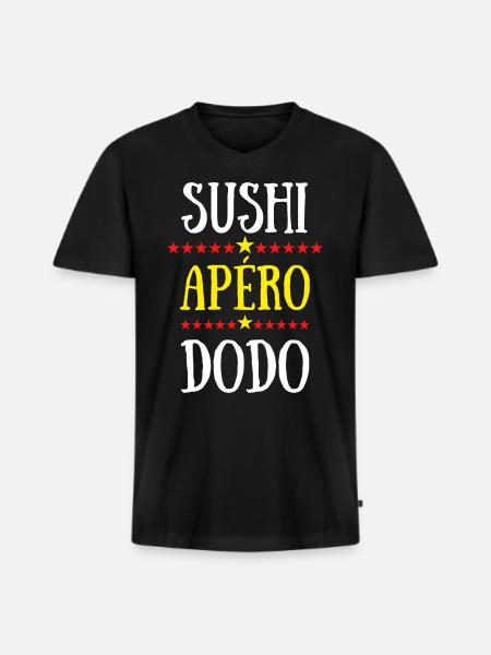 sushi apéro dodo - T-shirt encolure en V Premium bio Homme - noir