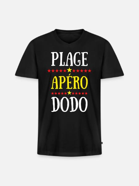 plage apéro dodo - T-shirt encolure en V Premium bio Homme - noir