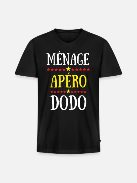 Ménage apéro dodo - T-shirt encolure en V Premium bio Homme - noir