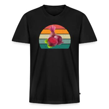 Plante Cultiver Terre Tomate Chou Carotte Légumes - T-shirt encolure en V Premium bio Homme - noir - Devant - Nico (187cm)