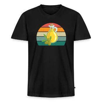 Conception d’une nutrition saine pour les hommes Nutrition saine - T-shirt encolure en V Premium bio Homme - noir - Devant - Nico (187cm)
