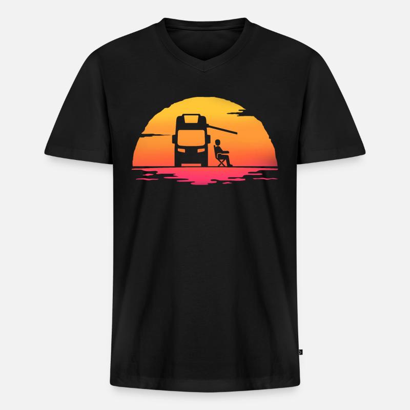 Sunrise Camper Camping Wohnmobil - Männer Premium Bio T-Shirt mit V-Ausschnitt - Schwarz
