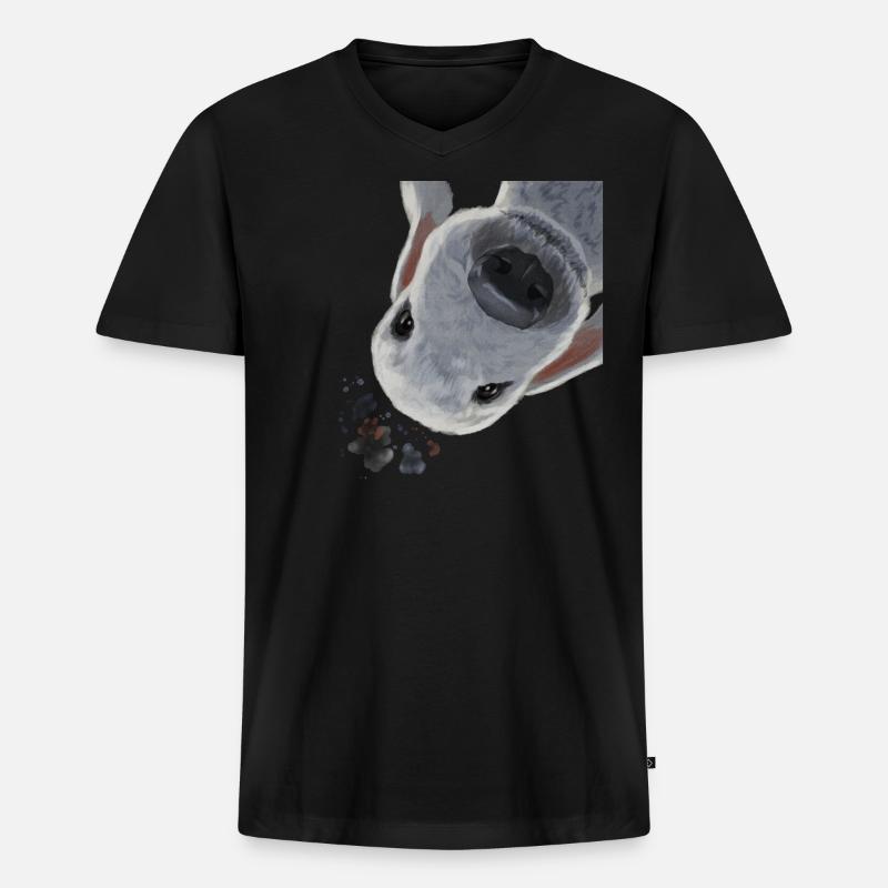 Neugieriger Hund Bedlington Terrier - Männer Premium Bio T-Shirt mit V-Ausschnitt - Schwarz