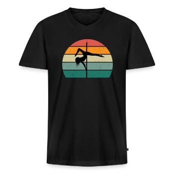 Pole Dancer Pole Dance Pole Dance - T-shirt encolure en V Premium bio Homme - noir - Devant - Nico (187cm)