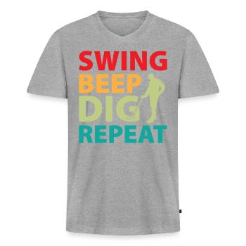 Dirt Fishing - Swing Beep Dig Repeat - Men's Premium Organic T-shirt with V-neck - heather grey - Front