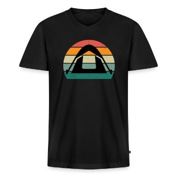Randonneurs Randonneurs Montagnes Vallées de montagne Vallées Randonnée - T-shirt encolure en V Premium bio Homme - noir - Devant - Nico (187cm)