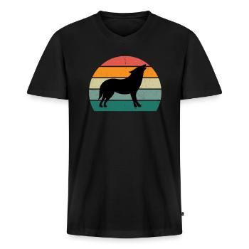 Wolves Wolf pack dog dogs territory pack wolf - Men's Premium Organic T-shirt with V-neck - black - Front - Nico (187cm)