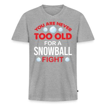 Bataille de boules de neige - Je ne peux pas avoir de bataille de boules de neige - T-shirt encolure en V Premium bio Homme - gris chiné - Devant